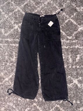 Free People Drawstring Wide-Leg Cargo Jeans